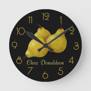 Horloge Ronde Pears Still Life Oil on Canvas Painting custom