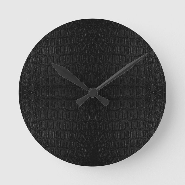 Horloge Ronde Peau d'alligator noir Imprimer Nouveau (Recto)
