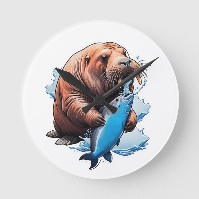 Horloge Ronde Pêche aux morses dans la mer (Recto)