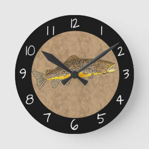 Horloge Ronde Pêche de mouche de truite Brown