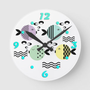 Horloge Ronde Pêche sans mer abstrait scandinave marine moderne