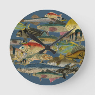 Horloge Ronde Pêcheur Pêcheur En Mer Profonde Pêche Exotique Tro