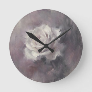Horloge Ronde "Peinture à l'huile de rose unique"