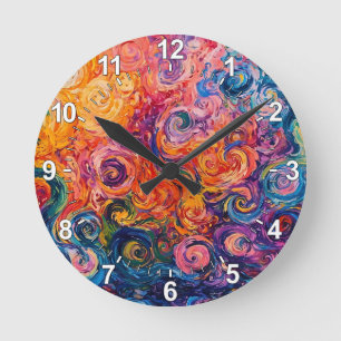 Horloge Ronde Peinture à l'huile de tourbillons psychédélique