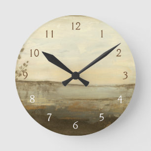 Horloge Ronde Peinture à l'huile moderne de paysage de coucher