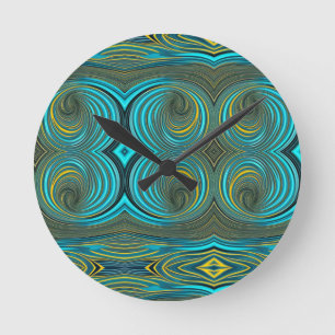 Horloge Ronde Peinture à spirale jaune vert pour le design