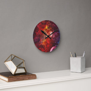 Horloge Ronde Peinture Abstraite de Fantaisie Peinte à la Main