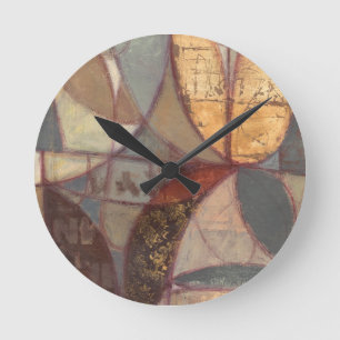 Horloge Ronde Peinture abstraite de feuille florale par le