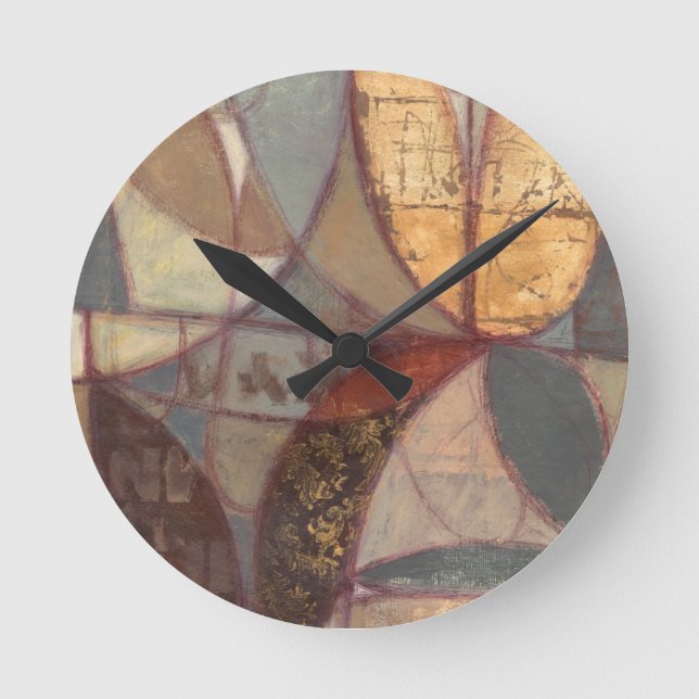 Horloge Ronde Peinture abstraite de feuille florale par le (Recto)