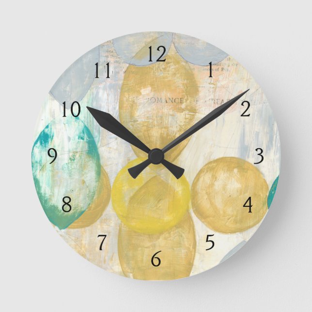 Horloge Ronde Peinture Abstraite moderne sur papier journal (Recto)