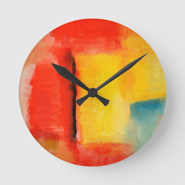 Horloge Ronde Peinture Abstraite rouge moderne (Recto)
