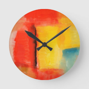 Horloge Ronde Peinture Abstraite rouge moderne