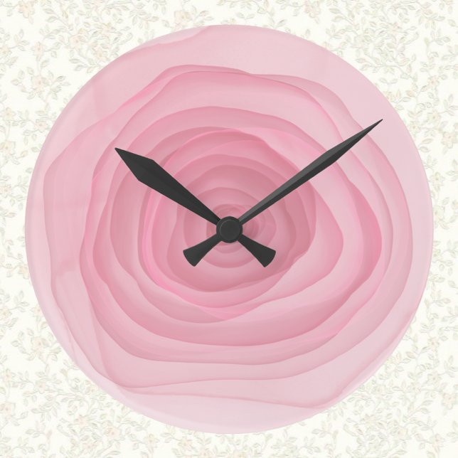 Horloge Ronde Peinture Acide à peine rose Rose en rose subtil (Créateur téléchargé)