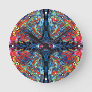 Horloge Ronde Peinture bleue aux points torsadée et trippée