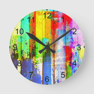 Horloge Ronde Peinture colorée d'éclaboussure d'artiste
