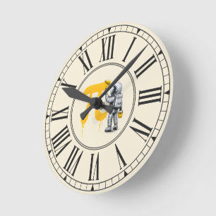 Horloge Ronde Peinture d'astronaute cool Symbole Pi Jour de Pi 