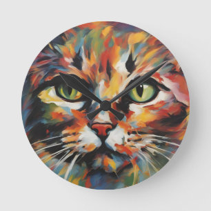 Horloge Ronde Peinture de chats