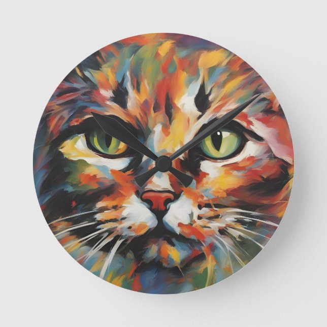Horloge Ronde Peinture de chats (Recto)