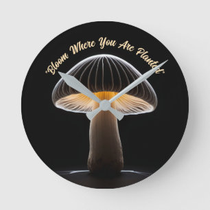 Horloge Ronde Peinture de la lumière du champignon : Noir minima
