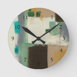 Horloge Ronde Peinture expressionniste avec pointes de brosse lo