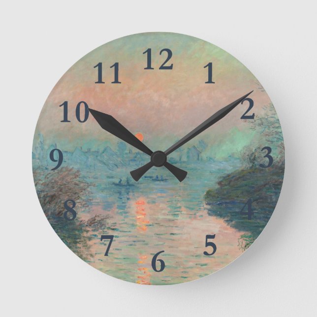 Horloge Ronde Peinture impressionniste de Monet Sunset (Recto)