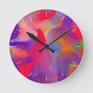 Horloge Ronde Peinture libre couleur abstraite