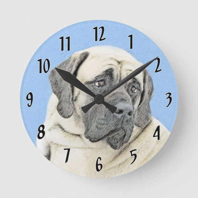 Horloge Ronde Peinture Mastiff (Fawn) anglaise - Art Chien origi (Recto)