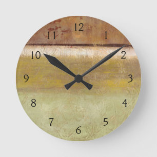 Horloge Ronde Peinture moderne dans des tons de la terre par le