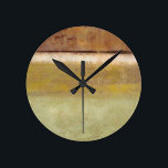 Horloge Ronde Peinture moderne dans les tons de terre par Norman<br><div class="desc">Des tons de terre sains imprègnent ce tableau moderne de Norman Wyatt. Les couleurs de la pièce se mélangent merveilleusement,  et seraient très belles dans n'importe quelle chambre de votre maison. Il ferait aussi un cadeau extraordinaire !</div>