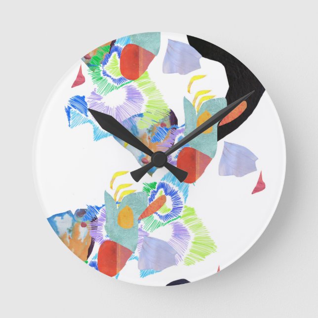 Horloge Ronde Peinture néon blobs art funky (Recto)