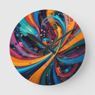 Horloge Ronde Peinture numérique abstraite colorée