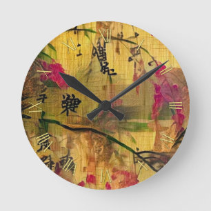 Horloge Ronde Peinture orientale. style japonais