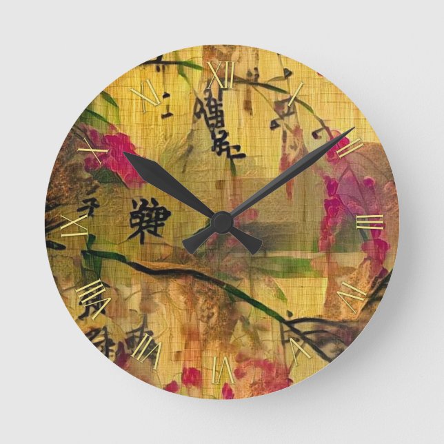 Horloge Ronde Peinture orientale. style japonais (Recto)