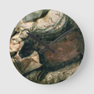 Horloge Ronde Peinture rocheuse d'un taureau noir, c.17000 av. J