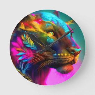Horloge Ronde Peinture Tiger Portrait