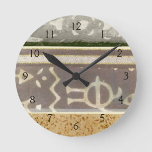 Horloge Ronde Peinture tribale contemporaine de motif