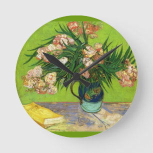 Horloge Ronde Peinture vintage de Van Gogh Fleurs Floraisons Vig