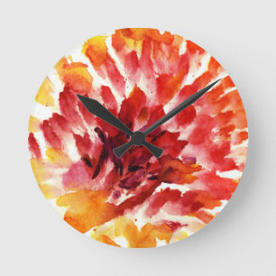 Horloge Ronde Peintures florales abstraites 5 d'aquarelle