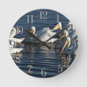 Horloge Ronde Pelican Bird Swimming Wildlife Animal Wall Clock