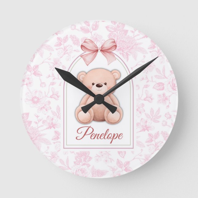 Horloge Ronde Penelope | Conception personnalisée d'ours en pelu (Recto)