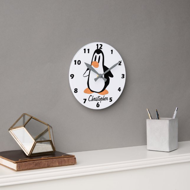 Horloge Ronde Penguin Design Personalised (Bureau)