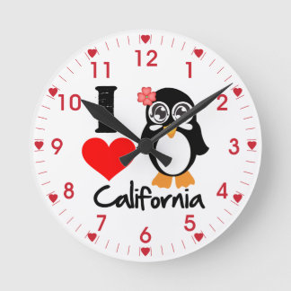 Horloge Ronde Penguin I Love California