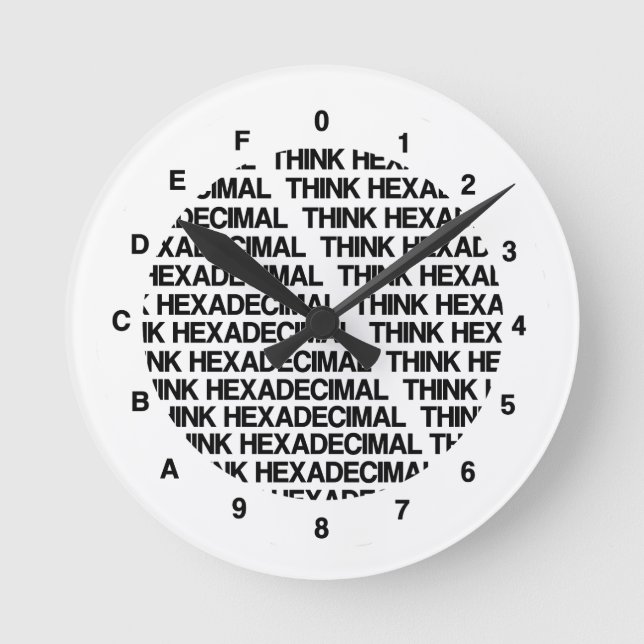 Horloge Ronde Penser Hexadecimal (Modèle d'horloge Humour Geek) (Recto)