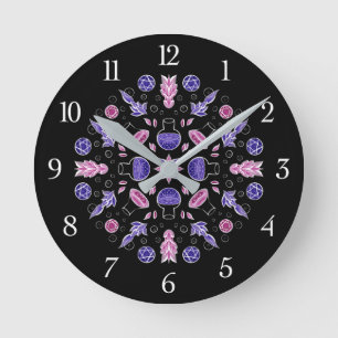Horloge Ronde Pentagram rose violet pastel goth potion aux sorci