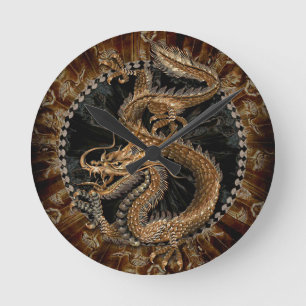 Horloge Ronde Pentagramme dragon