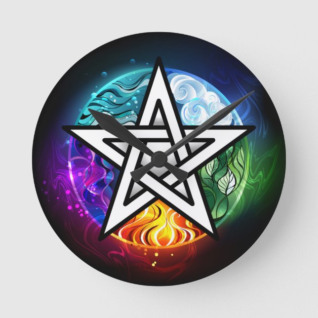 Horloge Ronde pentagramme du Wiccan (Recto)
