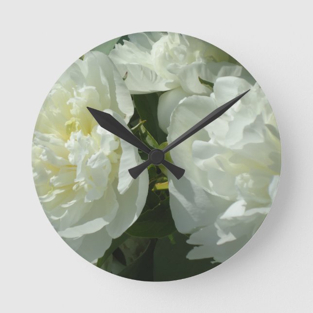 Horloge Ronde Peonies blanches (Recto)