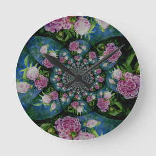 Horloge Ronde Peony Mandala