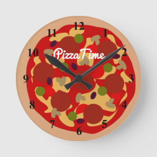 Horloge Ronde Pepperoni pizza novelty design custom wall clock
