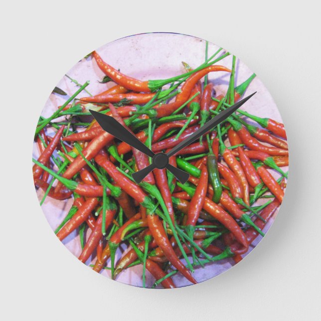 Horloge Ronde Peppers à l'oeil d'oiseaux (Recto)